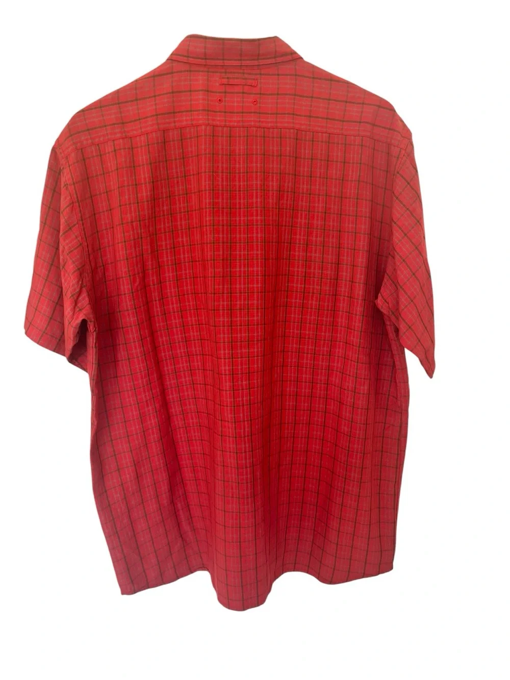 The North Face Men's Lg Red Plaid Short-Sleeve Button-Up Shirt Modal/Poly Blend